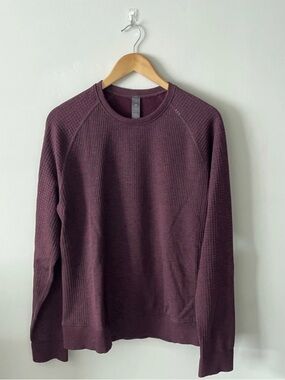 lululemon athletica Men's Burgundy Crewneck Waffle Texture Sweater